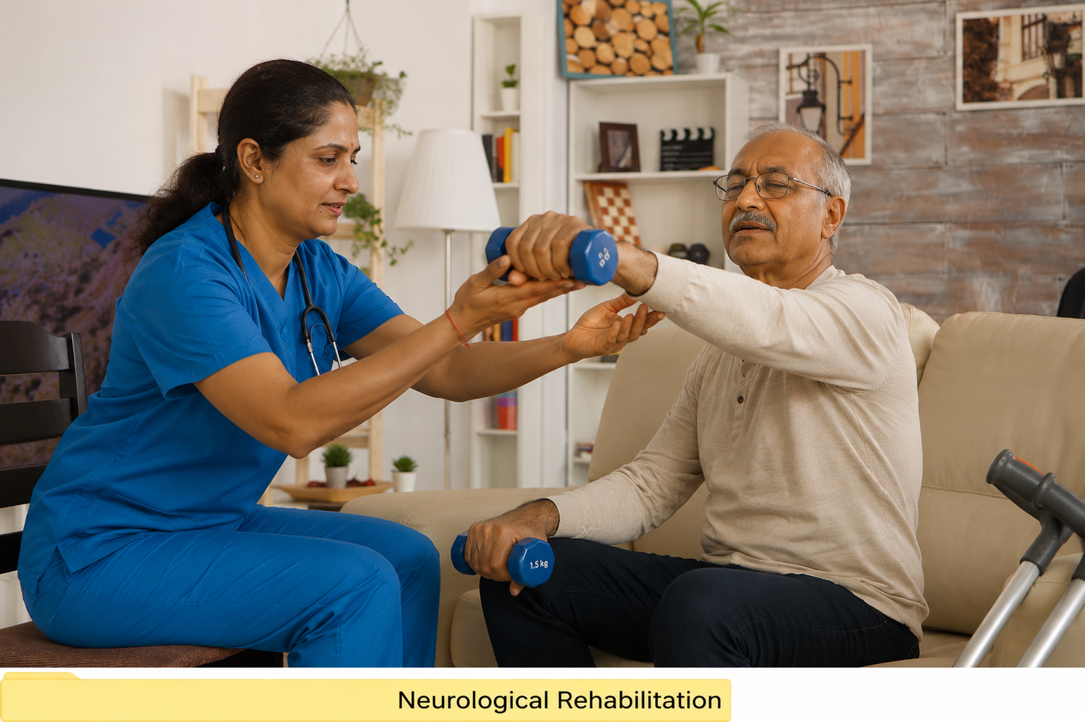 Post-stroke neuro rehabilitation session at home